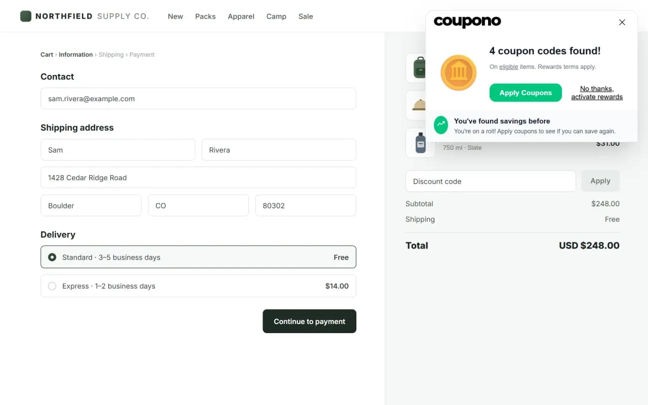 Coupono Chrome extension screenshot 1