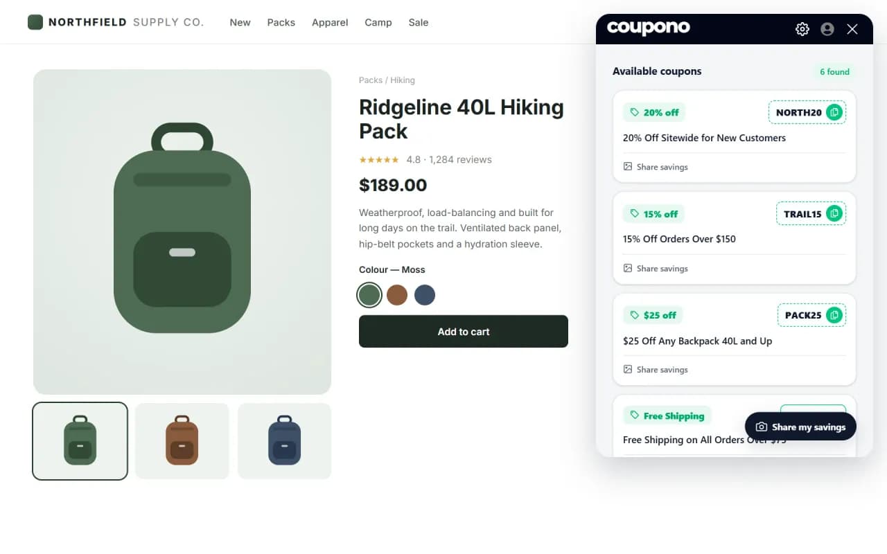 Coupono Chrome extension screenshot 2