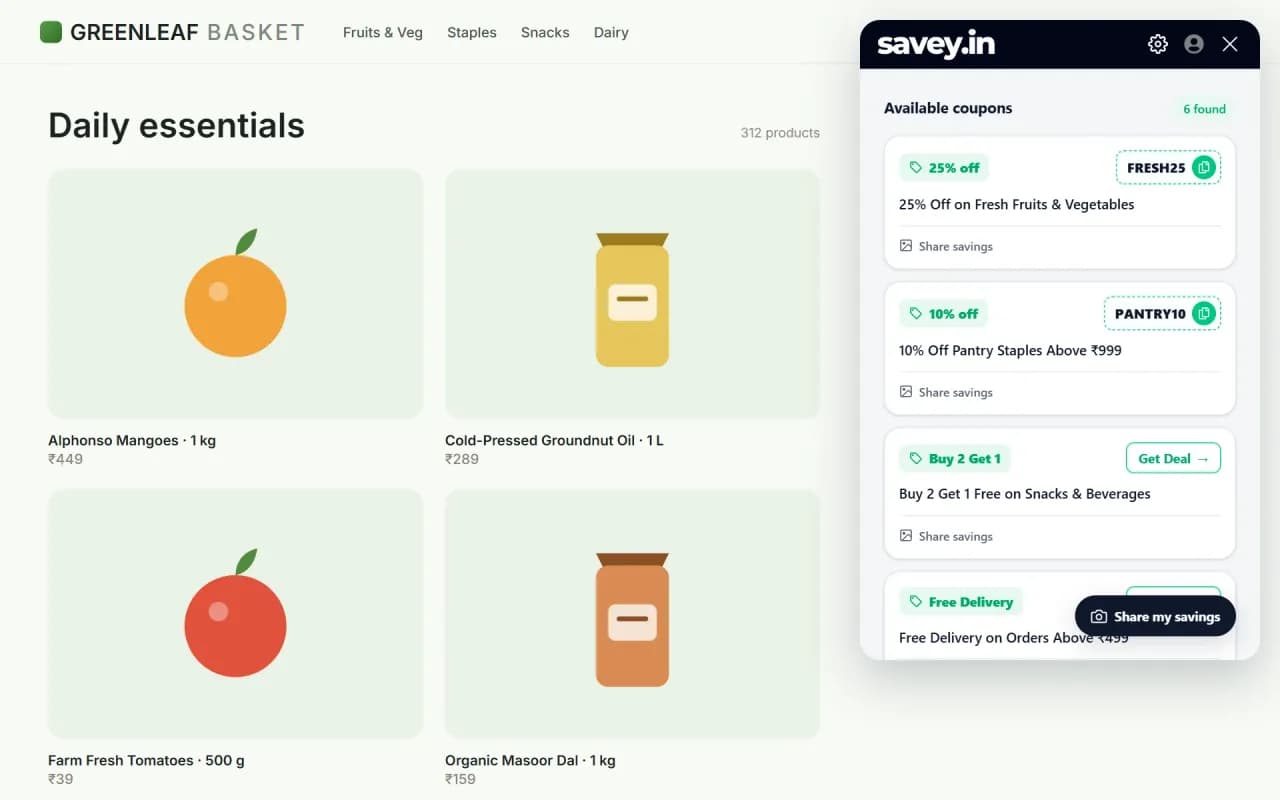 Savey Chrome extension screenshot 3